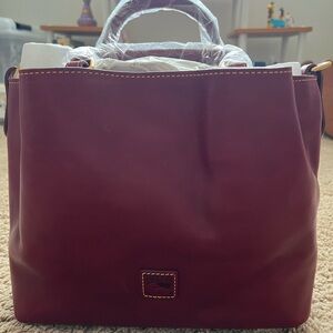 Brand New Dooney and Bourke Florentine Barlow Satchel in Bordeaux Color